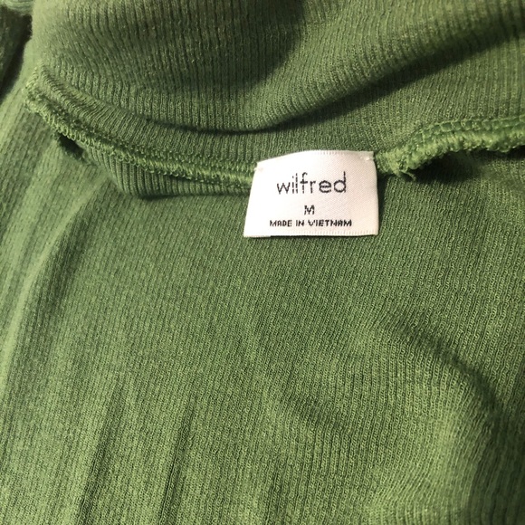 Wilfred Grass Green Mock Neck Long Sleeve Ribbed Top with Fitted Sleeves - Picture 4 of 6